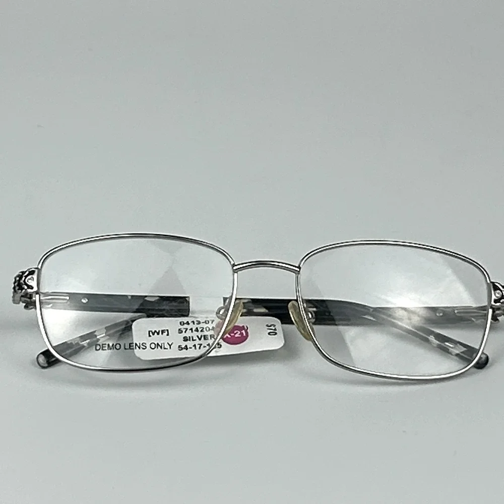 Walmart Womens 0413-07 571420490 Square Eyeglasses Frame Silver 54-17-135mm
